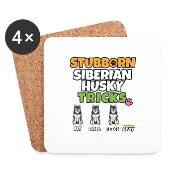 Stubborn Siberian Husky Tricks I Dog Lover I Husky - Dessous de verre (lot de 4) - blanc - Devant