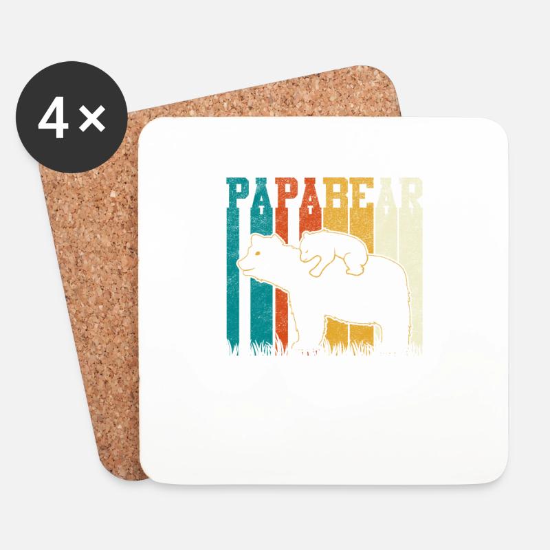 Papa Bär - Untersetzer (4er-Set) - Weiß