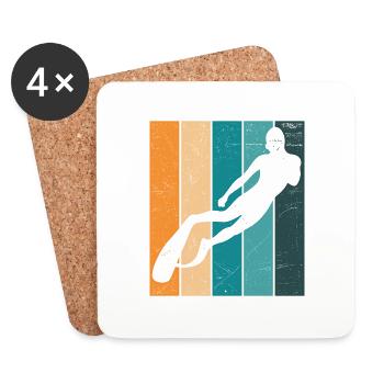 Freediver Retro Freediver Apnea Diver Apnea - Coasters (set of 4) - white - Front