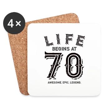 70e anniversaire 70 ans de cadeau d’anniversaire - Dessous de verre (lot de 4) - blanc - Devant