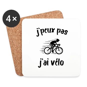 Je Peux Pas J'ai Vélo Cadeau Cycliste - Dessous de verre (lot de 4) - blanc - Devant