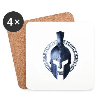 spartan casque symbole guerrier gladiateur - Dessous de verre (lot de 4) - blanc - Devant