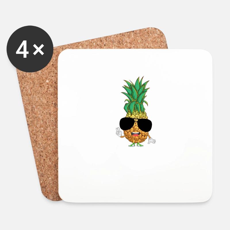Ananas Pineapple mit Sonnenbrille Cool Tropical - Untersetzer (4er-Set) - Weiß