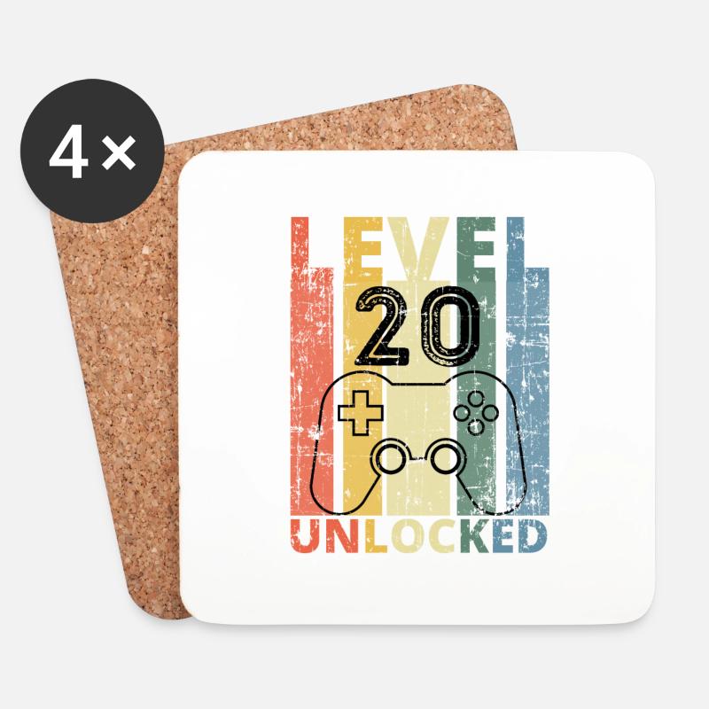 Level 20 freigeschaltet - Untersetzer (4er-Set) - Weiß