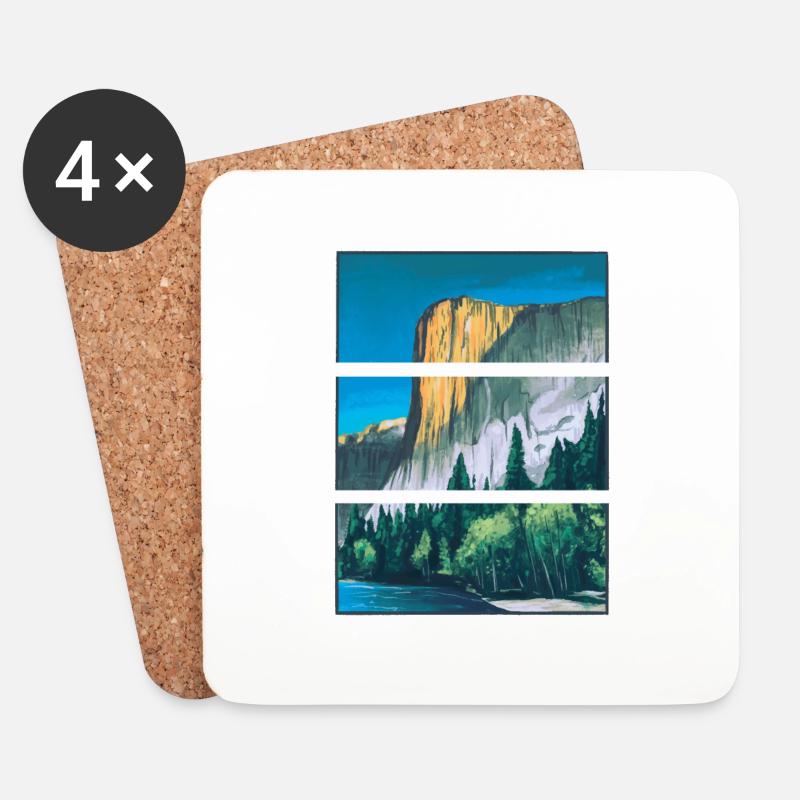 Yosemite Nationalpark Abenteuer Berge Geschenk - Untersetzer (4er-Set) - Weiß