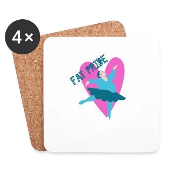 Fat Pride! Happy fat woman dancing - Coasters (set of 4) - white - Front