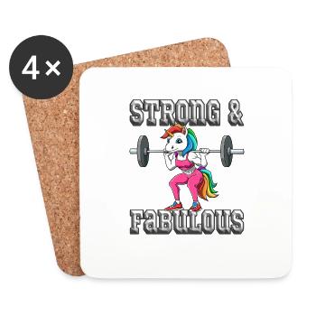 Fitness Einhorn Muskeln Training Unicorn - Untersetzer (4er-Set) - Weiß - Vorne