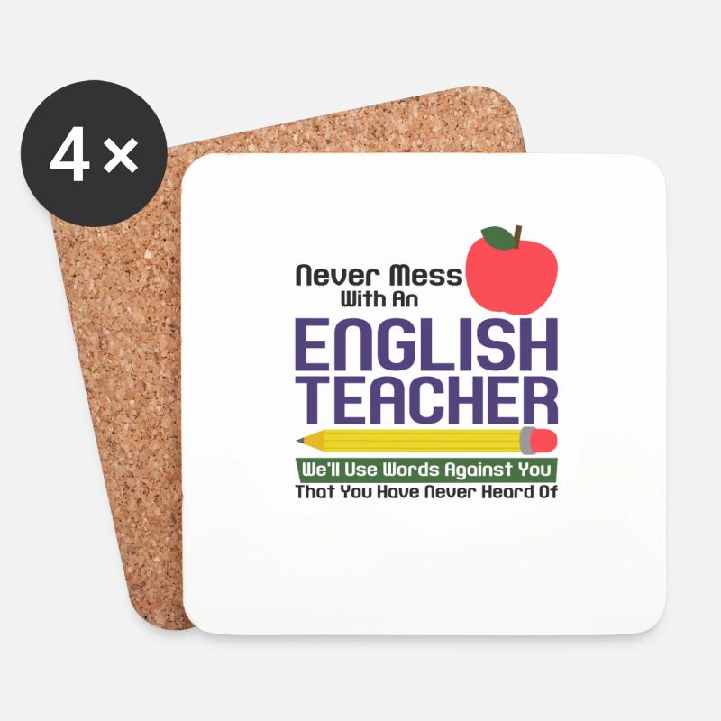 Lustig Englischlehrer Lehrerin Englisch Vokabeln - Untersetzer (4er-Set) - Weiß