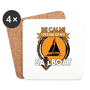 SKIPPER BIN ICH AUF MEINEN SEGELBOOT YACHT - Untersetzer (4er-Set) - Weiß - Vorne