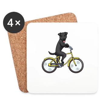 Patterdale Terrier chien sur vélo - Dessous de verre (lot de 4) - blanc - Devant