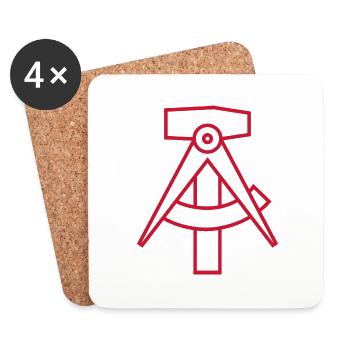 Hammer und Zirkel Emblem - Untersetzer (4er-Set) - Weiß - Vorne