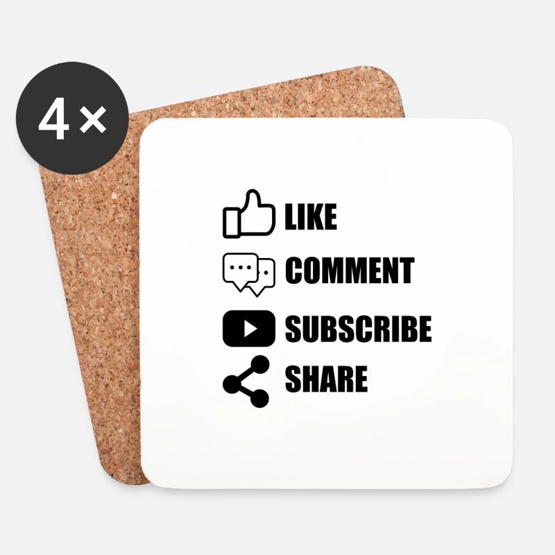 Like Comment Subscribe Share - Dessous de verre (lot de 4) - blanc