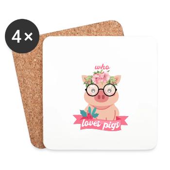 Pig / Schwein - Untersetzer (4er-Set) - Weiß - Vorne