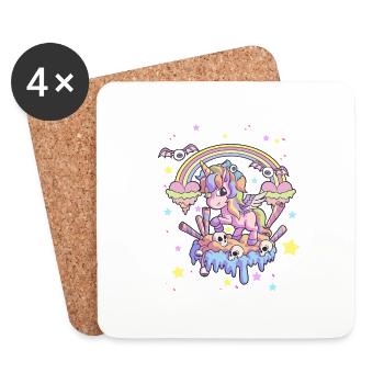 Unicorn Pastel Goth Cute Creepy Gothic Kawaii Menh - Coasters (set of 4) - white - Front