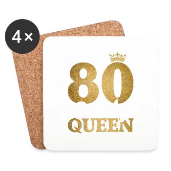 80 Birthday Queen 80. Geburtstag Frauen 80 Jahre - Untersetzer (4er-Set) - Weiß - Vorne