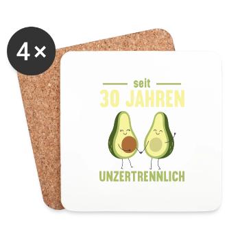 30 Jahre verheiratet Avocado 30. Hochzeitstag - Untersetzer (4er-Set) - Weiß - Vorne