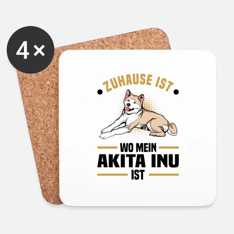 Akita Inu - Untersetzer (4er-Set) - Weiß
