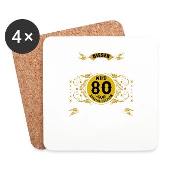 80 Geburtstag 80. Jubiläum 80 Ehrentag Geschenk - Untersetzer (4er-Set) - Weiß - Vorne