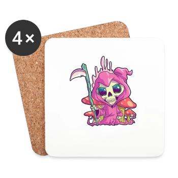 Kawaii Grim Reaper Skull Pastel Goth Cute Creepy D - Coasters (set of 4) - white - Front