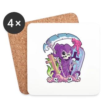 Kawaii Death Grim Reaper Pastel Goth Creepy Occult - Coasters (set of 4) - white - Front