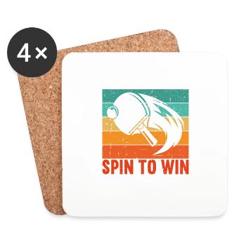 Table Tennis Spin to Win Player Player - Coasters (set of 4) - white - Front