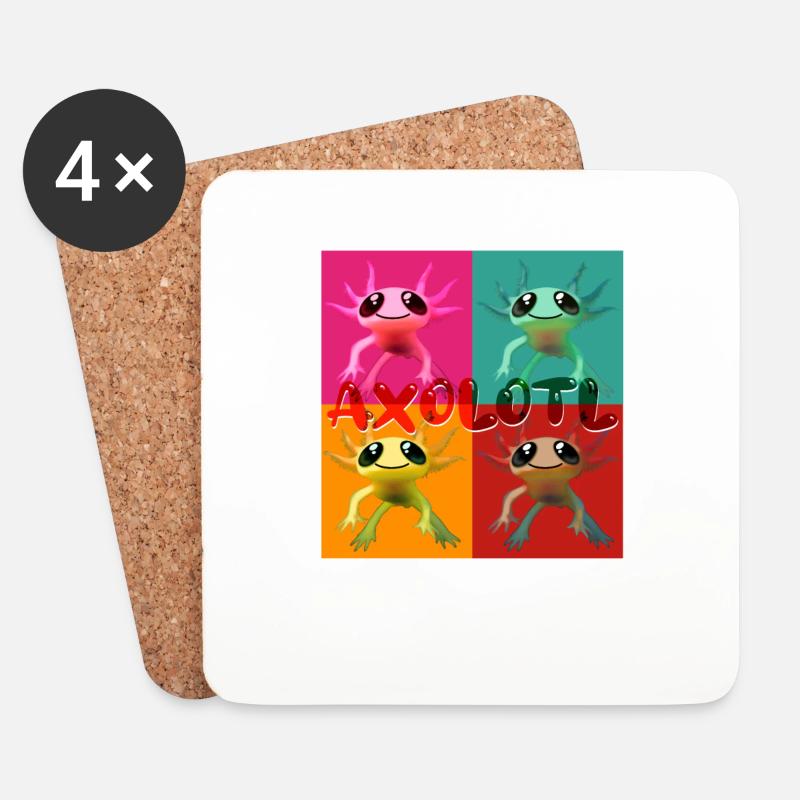 Axolotl Kunst - Untersetzer (4er-Set) - Weiß