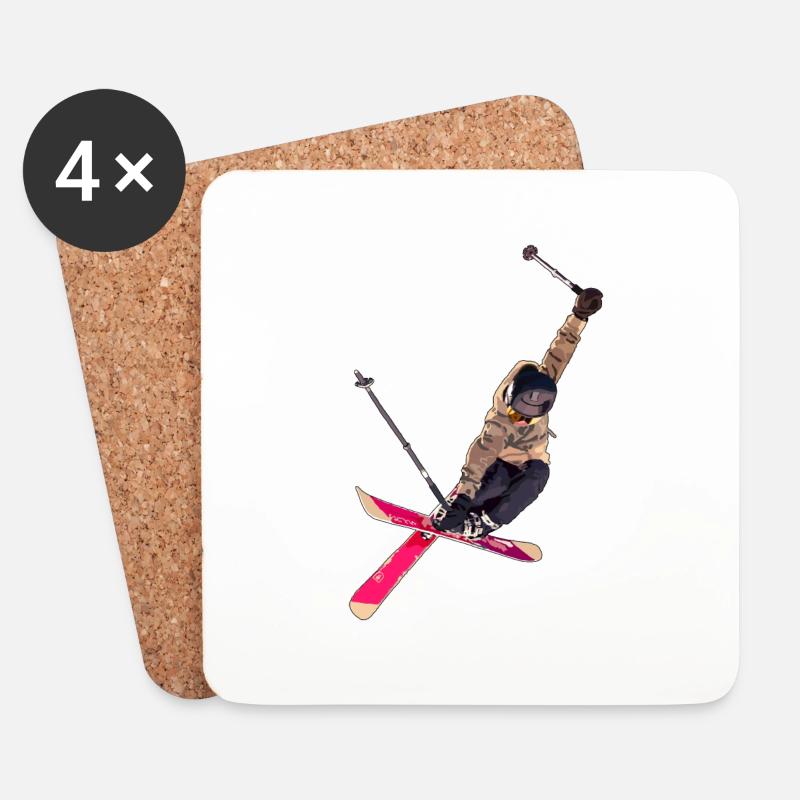 Skifahren - Untersetzer (4er-Set) - Weiß