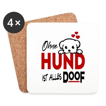 Hund Hundeliebhaber Dogs I Love Gassi gehen - Untersetzer (4er-Set) - Weiß - Vorne