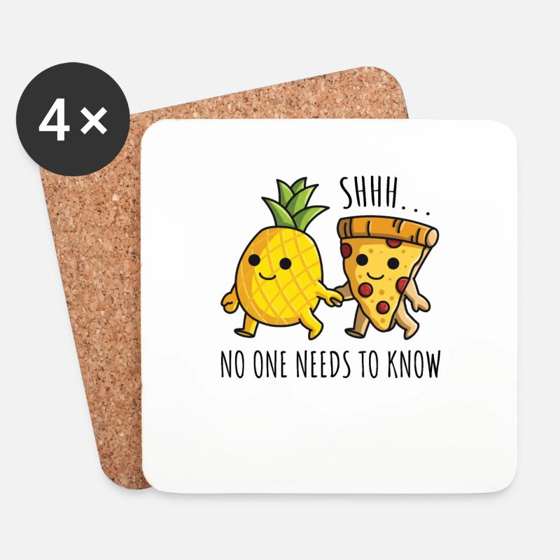 Pizza Hawaii Ananas Pizza essen Es muss keiner - Untersetzer (4er-Set) - Weiß