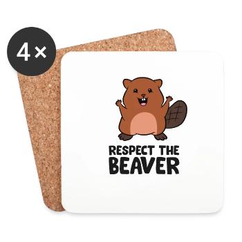 Respect The Beaver Love Beavers - Coasters (set of 4) - white - Front