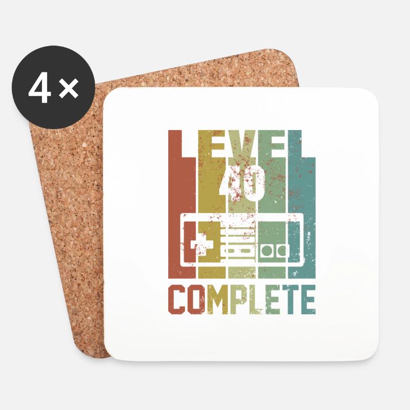 Level 40 complete Geburtstagsshirt Geschenk - Untersetzer (4er-Set) - Weiß