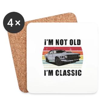 Ich bin nicht alt Ich bin Classic Retro Sunset Muscle Car - Untersetzer (4er-Set) - Weiß - Vorne