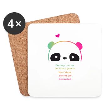 Destroy Racism - Be like a Panda - Coasters (set of 4) - white - Front