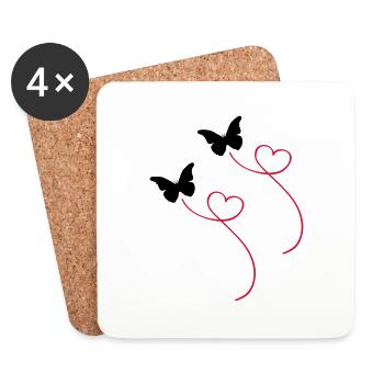 papillons - Dessous de verre (lot de 4) - blanc - Devant