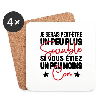Je Serais Peut être Un Peu Plus Sociable Cadeau - Dessous de verre (lot de 4) - blanc - Devant