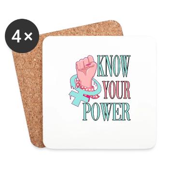 Know your Power Feministin - Untersetzer (4er-Set) - Weiß - Vorne