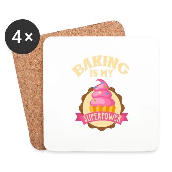 Backen ist mein Superpower Cupcake - Untersetzer (4er-Set) - Weiß - Vorne