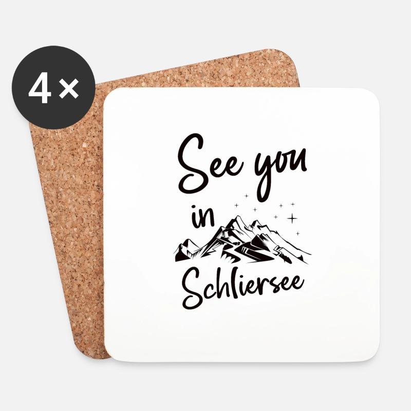 Schliersee Sci Snowboard in montagna - Sottobicchieri (set da 4 pezzi) - bianco
