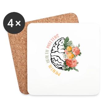 Mental Health Matters Floral Human Brain Health Aw - Untersetzer (4er-Set) - Weiß - Vorne