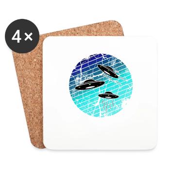 ufos blue black - Untersetzer (4er-Set) - Weiß - Vorne
