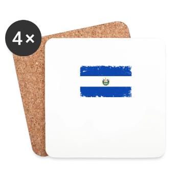 El Salvador Herzschlag Flagge Vintage El Salvador - Untersetzer (4er-Set) - Weiß - Vorne