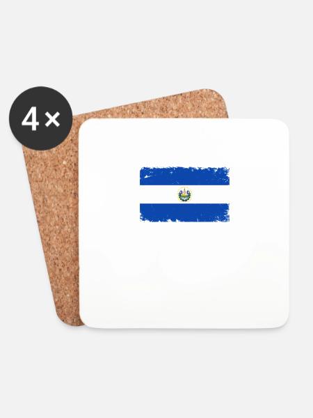El Salvador Herzschlag Flagge Vintage El Salvador - Untersetzer (4er-Set) - Weiß