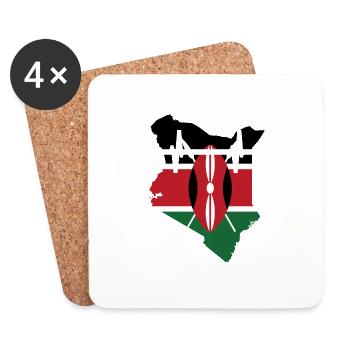 Kenia Herzschlag Flagge Vintage Kenia - Untersetzer (4er-Set) - Weiß - Vorne