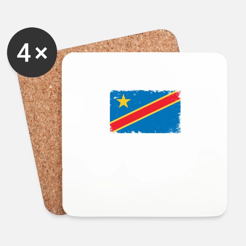 Kongo Herzschlag Flagge Vintage Kongo - Untersetzer (4er-Set) - Weiß