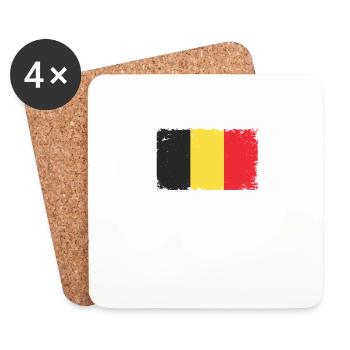Belgien Herzschlag Flagge Vintage Belgien - Untersetzer (4er-Set) - Weiß - Vorne