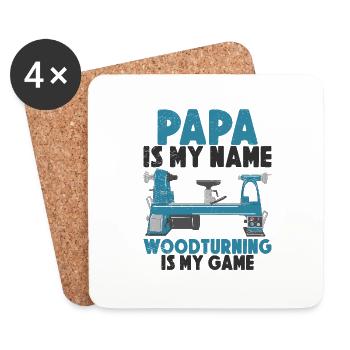 Woodturning Masters Papa Wood Lathe Carpentry - Coasters (set of 4) - white - Front