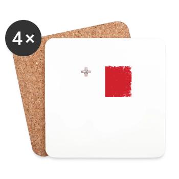 Malte Battements de cœur Drapeau Vintage Malte - Dessous de verre (lot de 4) - blanc - Devant