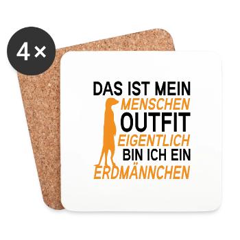 Erdmännchen Surikate Halloween Kostüm - Untersetzer (4er-Set) - Weiß - Vorne