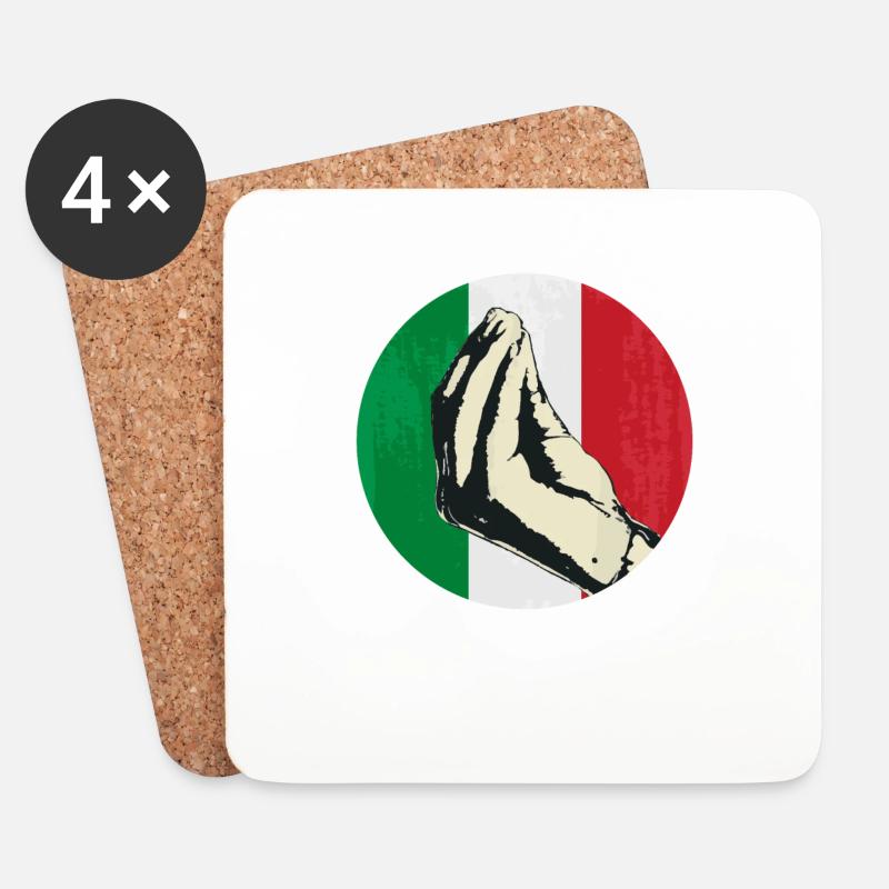 Sprechende italienische Handgeste Fun Geschenk - Untersetzer (4er-Set) - Weiß