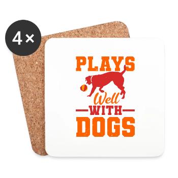 Plays Well With Dogs - Coasters (set of 4) - white - Front